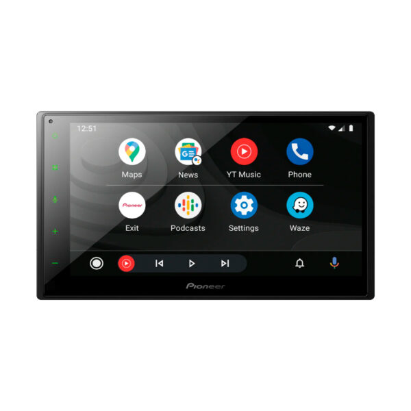 Front view of Pioneer DMH-A4450BT with Android Auto interface.