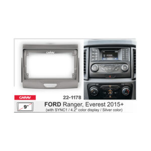 22-1178 FORD Ranger, Everest 2015+ (With SYNC1 / 4.2" Colour Display / Silver) Fitting Kit / Stereo Fascia Panel - 9 Inch