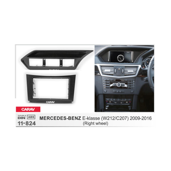 11-824: 2-DIN Car Audio Installation Kit for MERCEDES-BENZ E-klasse (W212) 2009-2016 (Right wheel)