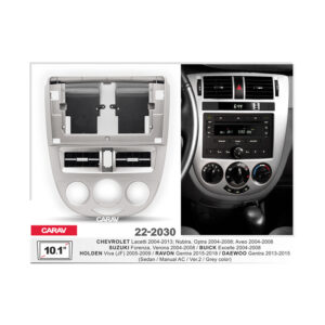 22-2030 10.1-inch Car Stereo Fitting Kit / Fascia for CHEVROLET Lacetti 2004-2013, Nubira,Optra 2004-2008; Aveo 2004-2006 / SUZUKI Forenza,Verona 2004-2008 / BUICK Excelle 2004-2008 / HOLDEN Viva 2005-2009 / RAVON Gentra 2015-2018 (Manual AC/ Sedan / Ver.2 / grey)