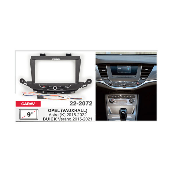 22-2072 9-inch Car Stereo Fitting Kit / Fascia for OPEL (VAUXHALL) Astra (K) 2015-22 / BUICK Verano 2015-21 (Ver.2)