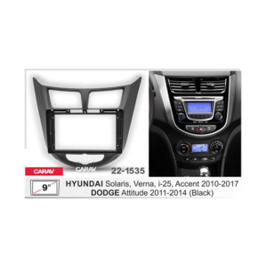 22-1535 9-inch Car Stereo Fitting Kit / Fascia for HYUNDAI i25, Accent, Solaris, Verna 2010-2017 / DODGE Attitude 2011-2014 (black)