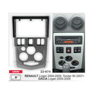 22-674 9-inch Car Stereo Fitting Kit / Fascia for RENAULT Logan 2004-2009, Tondar 90 2007-2018 / DACIA Logan 2004-2008